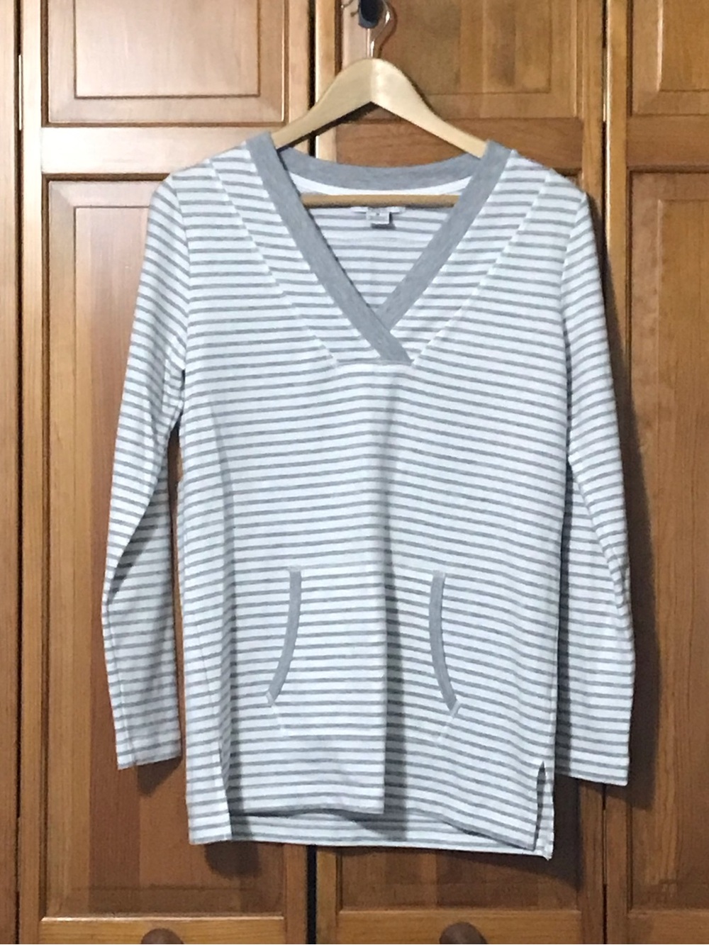 Liz Claiborne Weekend Gray and White Striped Top